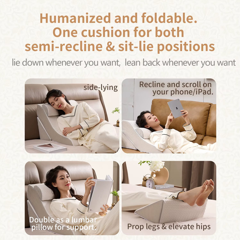 Newly Launched Back Pain Relief Memory Foam Back Pillow Sitting up in Bed Wedge Pillow for Relaxing