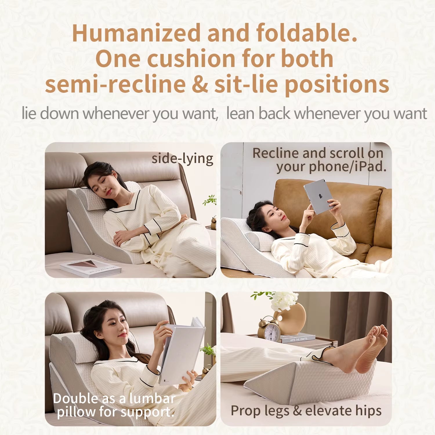 Newly Launched Back Pain Relief Memory Foam Back Pillow Sitting up in Bed Wedge Pillow for Relaxing